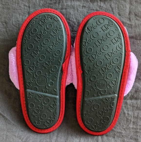 Kip&Co fluffy red & pink slippers, size 37/38 - Picture 6 of 6